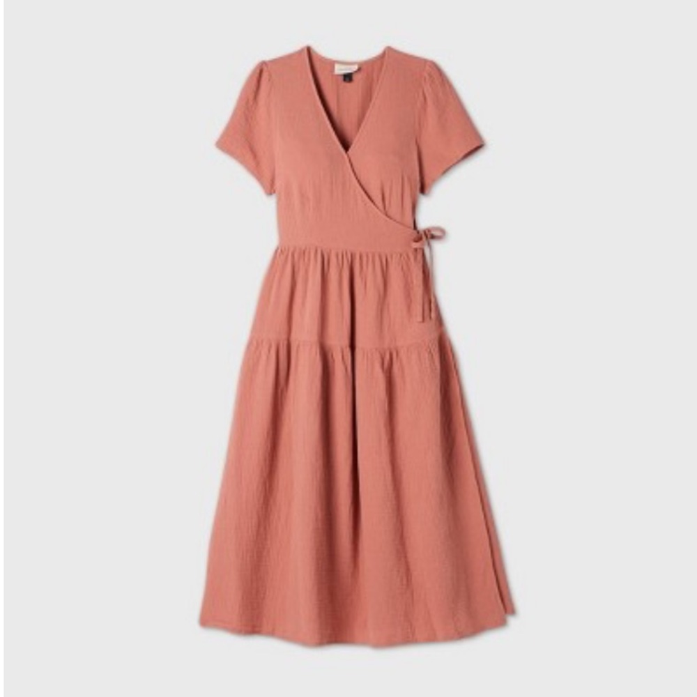 Universal Threads tiered cotton gauze midi wrap dress size Large